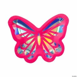 Wholesale 🥰 Butterfly-Shaped Iridescent Paper Dinner Plates - 8 Ct. 👍