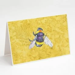 Flash Sale 🎁 Caroline's Treasures Bee on Yellow Greeting Cards and Envelopes Pack of 8, 7 x 5, Insects 🛒