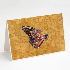 Wholesale 🔥 Caroline's Treasures Butterfly on Gold Greeting Cards and Envelopes Pack of 8, 7 x 5, Insects 🥰