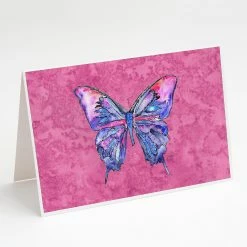 Outlet ⭐ Caroline's Treasures Butterfly on Pink Greeting Cards and Envelopes Pack of 8, 7 x 5, Insects ⭐