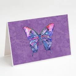 Buy ⌛ Caroline's Treasures Butterfly on Purple Greeting Cards and Envelopes Pack of 8, 7 x 5, Insects 🔔