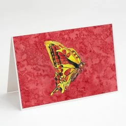 Hot Sale 😉 Caroline's Treasures Butterfly on Red Greeting Cards and Envelopes Pack of 8, 7 x 5, Insects 👍