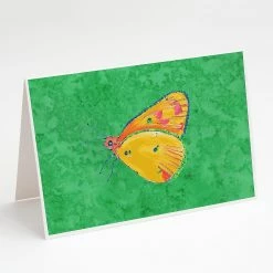 Promo 💯 Caroline's Treasures Butterfly Orange on Green Greeting Cards and Envelopes Pack of 8, 7 x 5, Insects 🛒