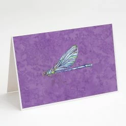 Cheapest 👍 Caroline's Treasures Dragonfly on Purple Greeting Cards and Envelopes Pack of 8, 7 x 5, Insects 🤩