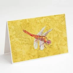 Wholesale 🧨 Caroline's Treasures Dragonfly on Yellow Greeting Cards and Envelopes Pack of 8, 7 x 5, Insects 🎉