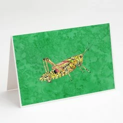 Brand new 😀 Caroline's Treasures Grasshopper on Green Greeting Cards and Envelopes Pack of 8, 7 x 5, Insects 🛒
