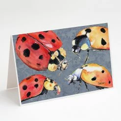 Hot Sale 👍 Caroline's Treasures Lady Bug Multiple Greeting Cards and Envelopes Pack of 8, 7 x 5, Insects 🔥