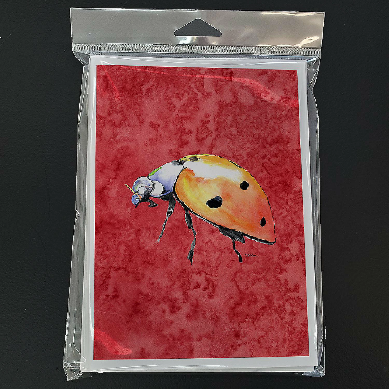 Deals βοΈ Caroline's Treasures Lady Bug on Red Greeting Cards and Envelopes Pack of 8, 7 x 5, Insects π - Image 3