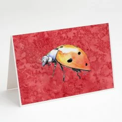 Deals ✔️ Caroline's Treasures Lady Bug on Red Greeting Cards and Envelopes Pack of 8, 7 x 5, Insects 👏