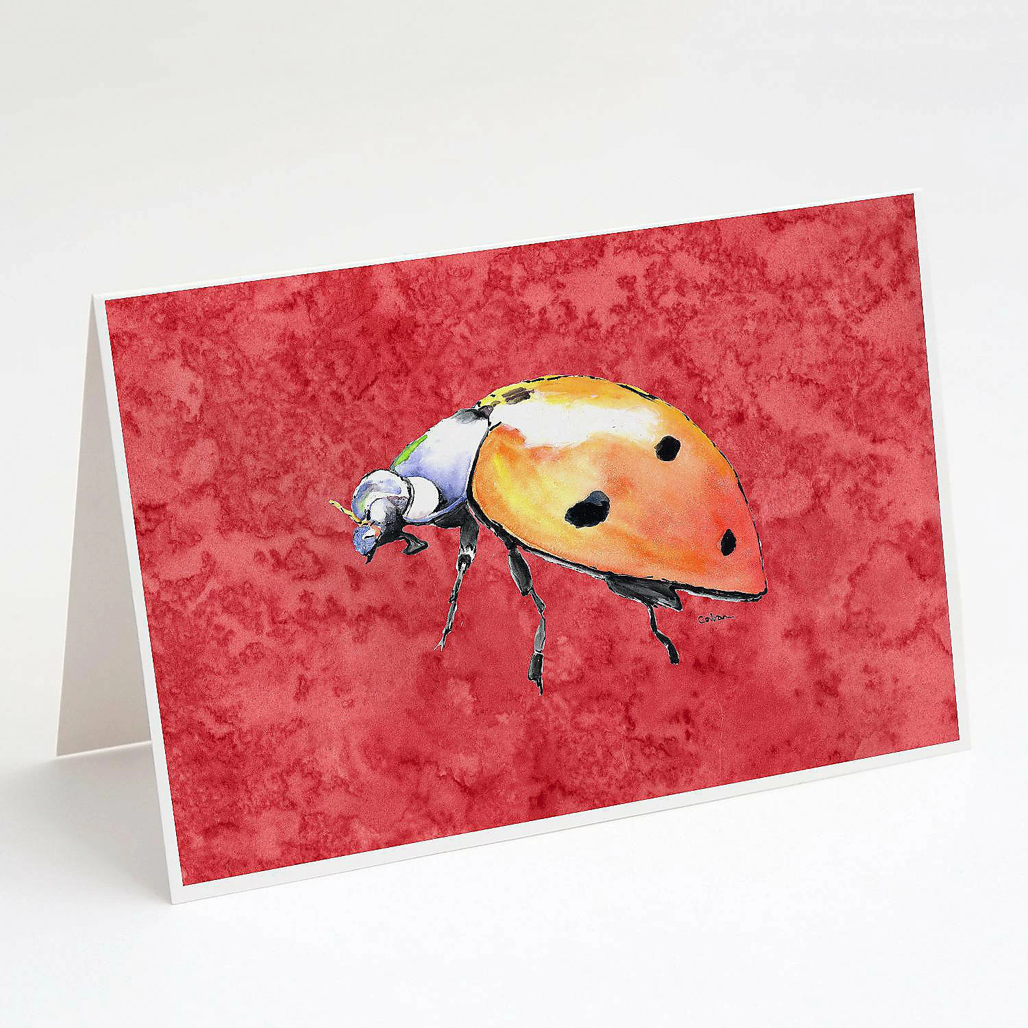Deals βοΈ Caroline's Treasures Lady Bug on Red Greeting Cards and Envelopes Pack of 8, 7 x 5, Insects π