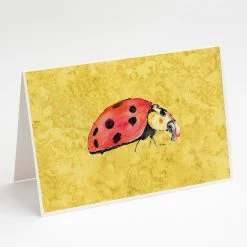 Wholesale 🔔 Caroline's Treasures Lady Bug on Yellow Greeting Cards and Envelopes Pack of 8, 7 x 5, Insects 🎁