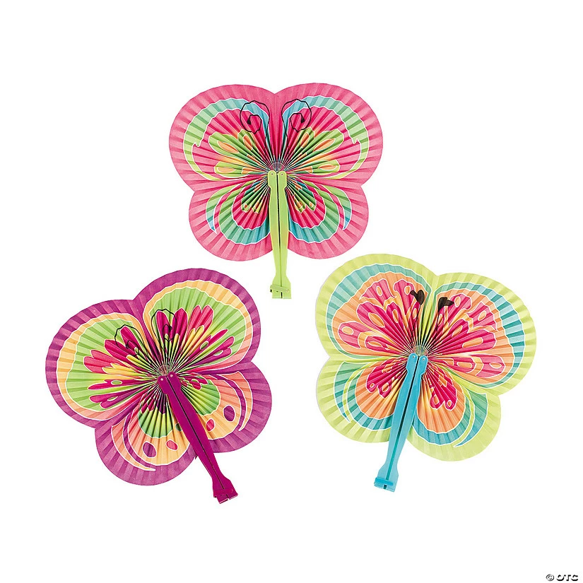 Top 10 π Colorful Butterfly-Shaped Folding Hand Fans - 12 Pc. π