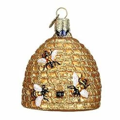 Hot Sale 😀 Old World ❄ Christmas 12391 Glass Blown Bee Skep Ornament 🧨