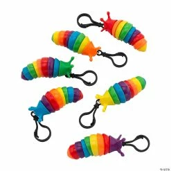 Top 10 😀 Rainbow Fidget Slug 🎒 Backpack Clip Keychains - 24 Pc. 🧨
